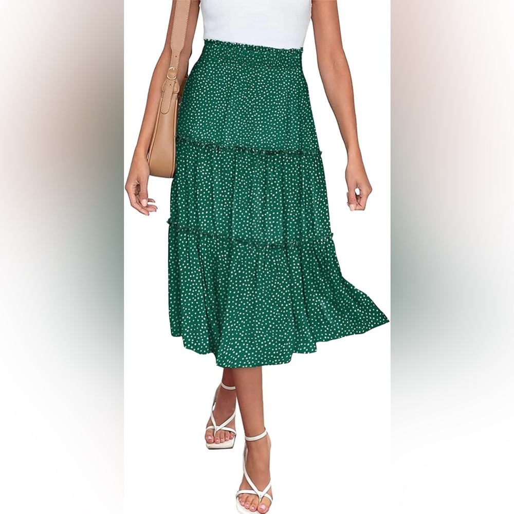 XL NWT Green Polka Dot Midi Skirt
